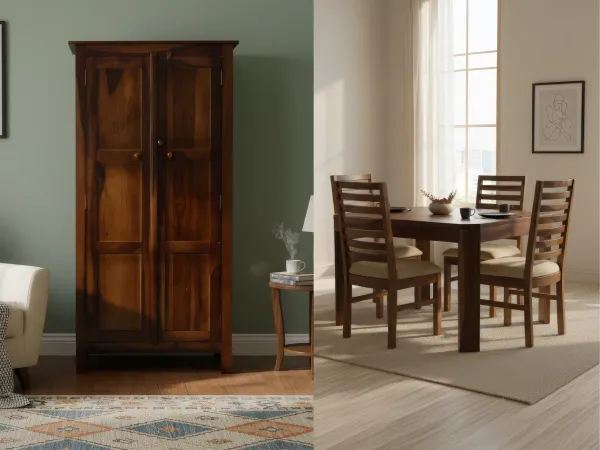 Alexa Dining + Belle Wardrobe Combo 4 Seater